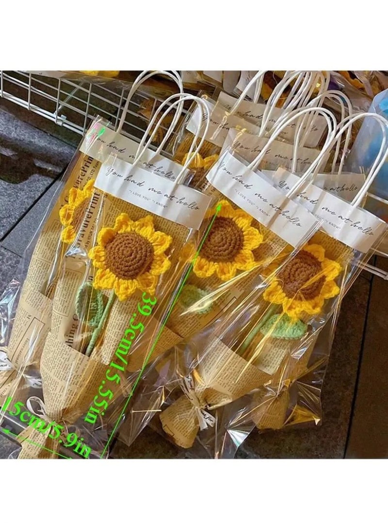 Graduation Gift – Crochet Sunflower Flower Bouquet with Elegant Handmade Design, Wrapped in Transparent Stylish Packaging with Decorative Paper and Ribbon, Perfect Ready-to-Gift for Graduations, Birthdays, and Special Occasions - Image 4
