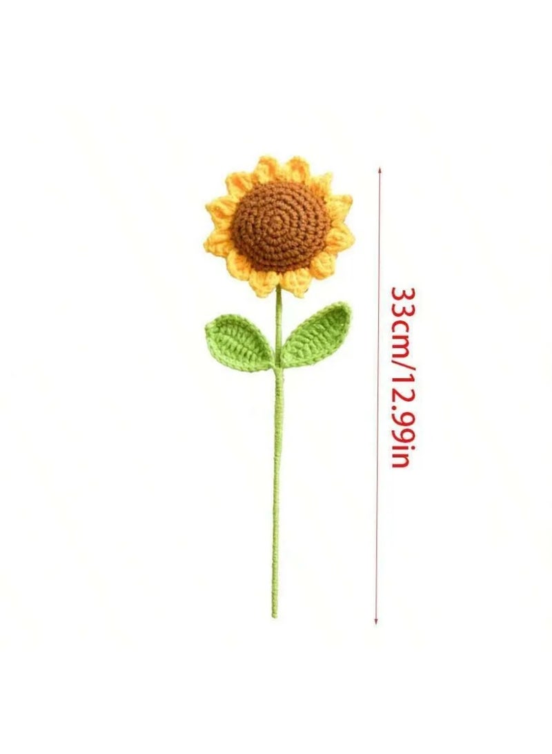 Graduation Gift – Crochet Sunflower Flower Bouquet with Elegant Handmade Design, Wrapped in Transparent Stylish Packaging with Decorative Paper and Ribbon, Perfect Ready-to-Gift for Graduations, Birthdays, and Special Occasions - Image 5