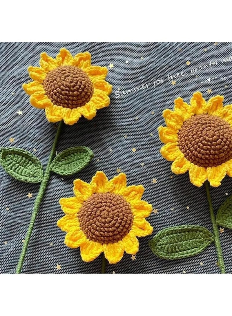 Graduation Gift – Crochet Sunflower Flower Bouquet with Elegant Handmade Design, Wrapped in Transparent Stylish Packaging with Decorative Paper and Ribbon, Perfect Ready-to-Gift for Graduations, Birthdays, and Special Occasions - Image 3