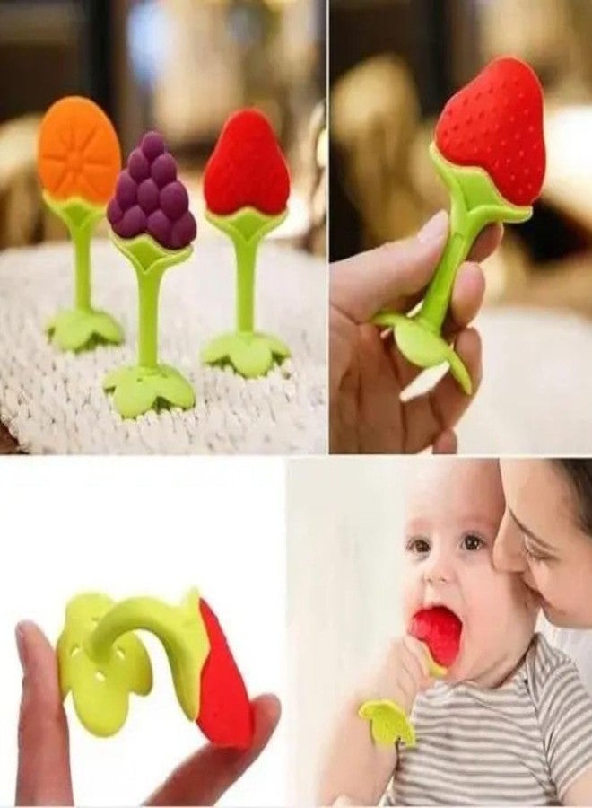 ROFORUF Silicone Baby Feeding Spoon & Fruit Shape Teether Set | BPA-Free Soft Weaning Spoon for 4+ Months | Anti-Choking Fruit Feeder Nibbler | Infant Teething Toy & Baby Feeding Essentials Gift Set - Image 4