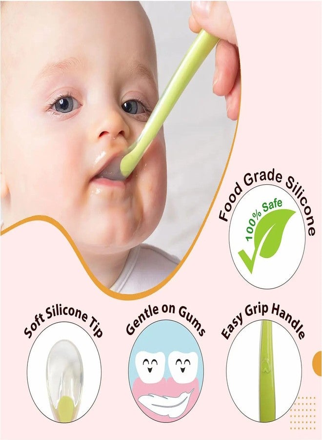ROFORUF Silicone Baby Feeding Spoon & Fruit Shape Teether Set | BPA-Free Soft Weaning Spoon for 4+ Months | Anti-Choking Fruit Feeder Nibbler | Infant Teething Toy & Baby Feeding Essentials Gift Set - Image 3