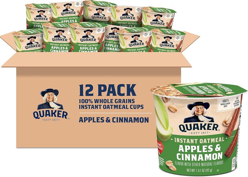 Quaker Instant Oatmeal Cups - Apples & Cinnamon (12 Count) - Image 1