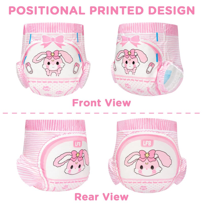 Littleforbig Adult Printed Diaper 2 PCS - Baby Usagi Cute Diaper (Medium 28"-38") - Image 2