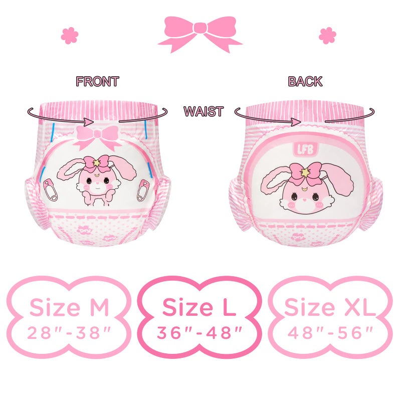 Littleforbig Adult Printed Diaper 2 PCS - Baby Usagi Cute Diaper (Medium 28"-38") - Image 4