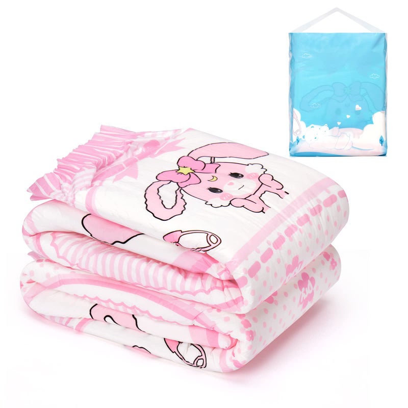 Littleforbig Adult Printed Diaper 2 PCS - Baby Usagi Cute Diaper (Medium 28"-38") - Image 1