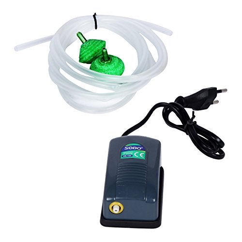 SOBO SB-108 AIR Pump Oxygen Pump for Fishes with AIR Stone and AIR Pipe (3 MTRS.) Power 2.5 Watt, Output 180L/HR - Image 1