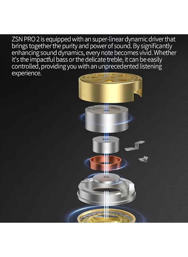KZ ZSN Pro 2 Dual-Drive In-Ear Headphones 1BA 1DD Wired Headphones High-Fidelity Sports Gaming Earbuds Compatible with Mobile Phones, Computers, and Tablets - Image 3