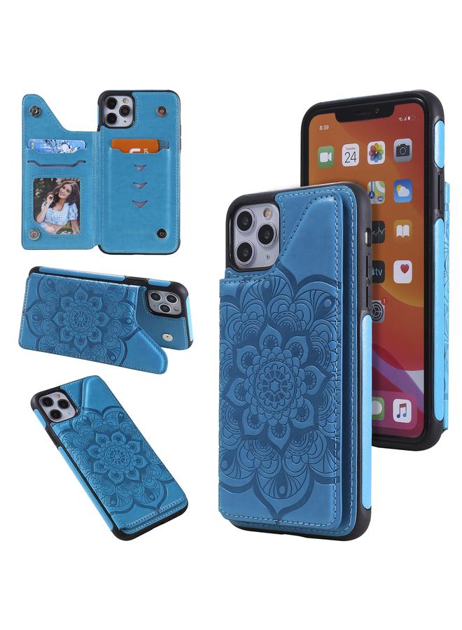 زبون جراب لهاتف iPhone 11 Pro Max بنقشة زهور، جراب واقٍ مقاوم للصدمات مع حامل وفتحات للبطاقات وإطار للصور - Image 1