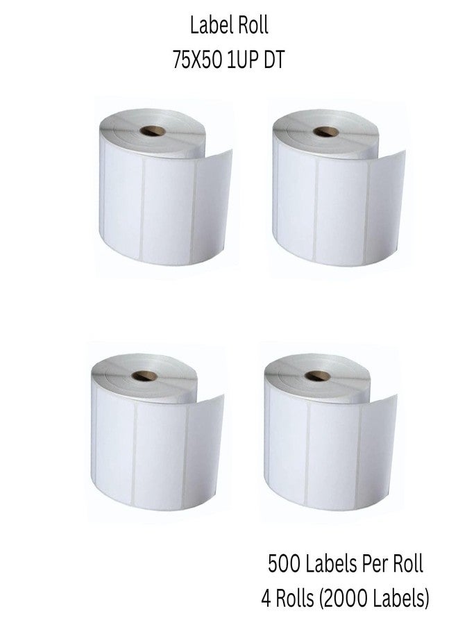 Semana 75X50mm(3X2 Inch) DirectThermalBarcodeLabel 1UP,500LabelsPerRoll(PackOf4Rolls-2000 Labels) - Image 1
