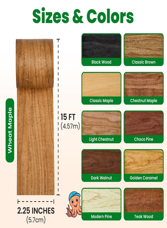 ECOHomes Wood Grain Repair Tape - Self Adhesive Brown Wood Colored Tape for Furniture Repair | Peel & Stick Veneer Strips Trim, Woodgrain Duct Tape for Furniture, Vinyl Floor, Door Patch Kit (Wheat Maple) - Image 5
