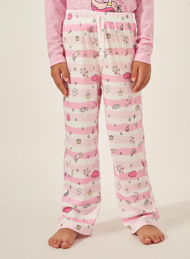 ستايلي طقم بيجامة وتيشيرت بأكمام طويلة وطبعة جرافيك - Image 4