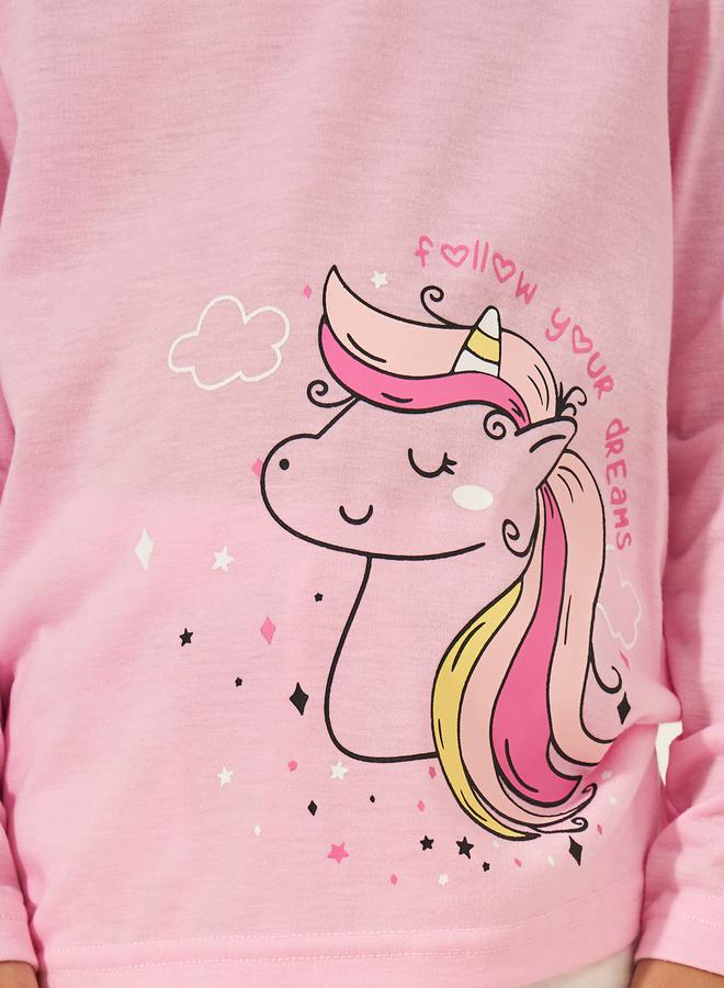 ستايلي طقم بيجامة وتيشيرت بأكمام طويلة وطبعة جرافيك - Image 3