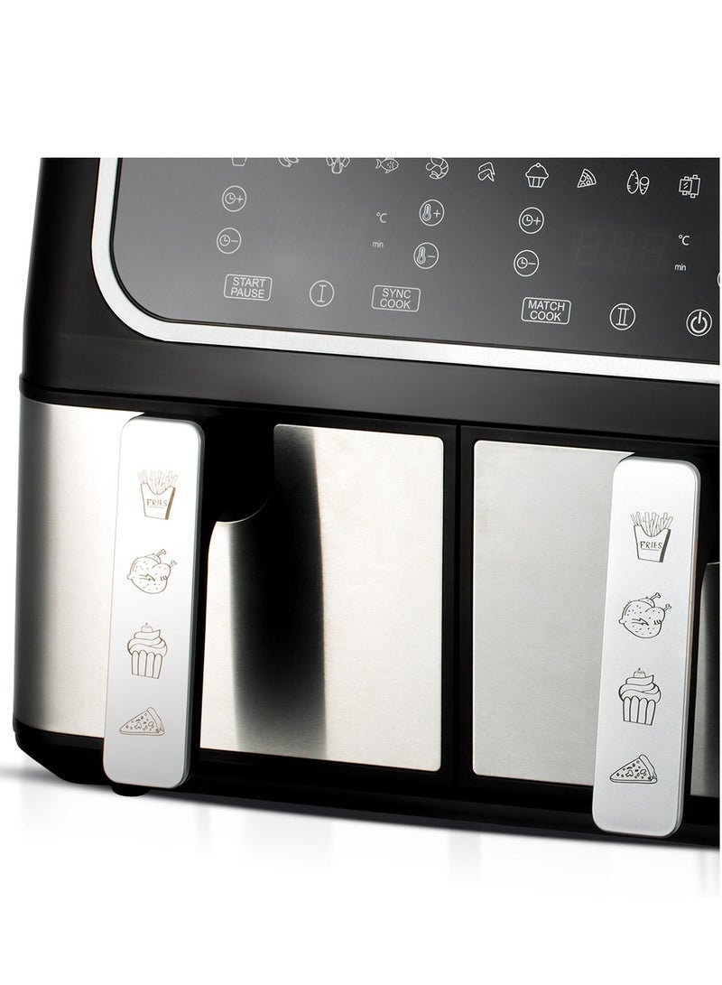 RAF Dual Air Fryer 9L (4.5L+4.5L) – 1700W Family Size, 360° Hot Air Circulation, Up to 80% Less Oil, Digital Touch Control & Easy-Clean Design - Image 3