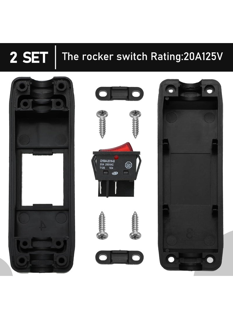 Moukeren 2 Pieces 20A Heavy Duty Inline Cord Switch Black OnOff Rocker with Red LED Large Current in Line on Off Extension Inline Cord Switch  - Image 4