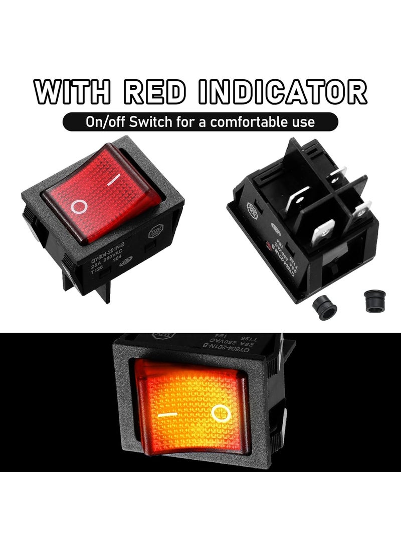 Moukeren 2 Pieces 20A Heavy Duty Inline Cord Switch Black OnOff Rocker with Red LED Large Current in Line on Off Extension Inline Cord Switch  - Image 3