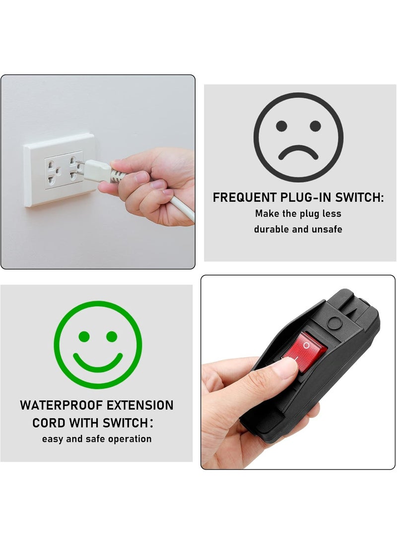 Moukeren 2 Pieces 20A Heavy Duty Inline Cord Switch Black OnOff Rocker with Red LED Large Current in Line on Off Extension Inline Cord Switch  - Image 5