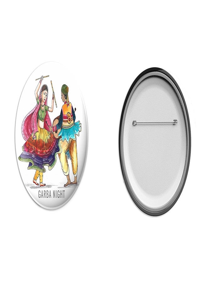 Hubops Garba badge Round Pin Button Badge for Navratri Celebration Garba dandiya Other Events Garba Night Badge (44mm pack of 6) - Image 2
