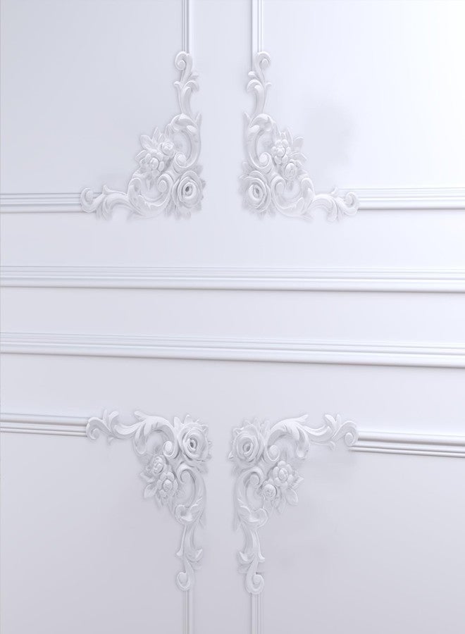 Pangda 4 Pcs Corner Wall Molding French Style Wainscoting Panels Flora Moulding Corner Panel Moulding Corners Wall Molding Kit for Frames Decor, Not Include Glue (Rose Style) - Image 3