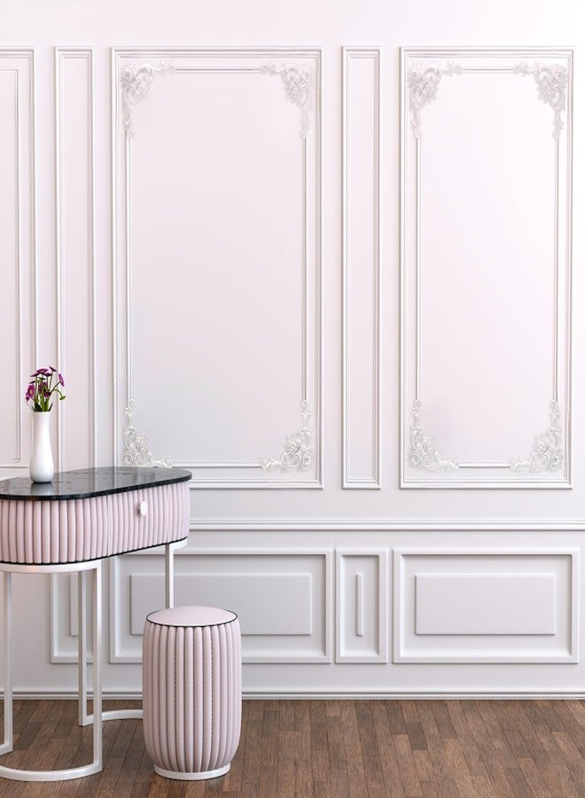 Pangda 4 Pcs Corner Wall Molding French Style Wainscoting Panels Flora Moulding Corner Panel Moulding Corners Wall Molding Kit for Frames Decor, Not Include Glue (Rose Style) - Image 5