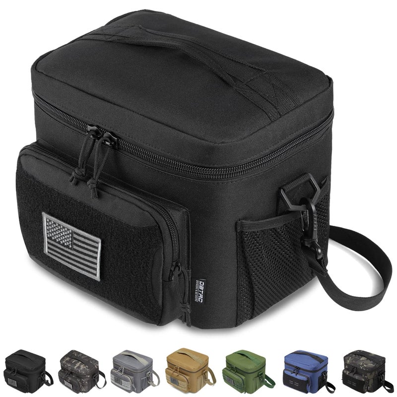 DBTAC Tactical Lunch Bag for Men Women 12 Cans Insulated Lunch Box for Adult  9L Leakproof Lunch Cooler Tote for Work Office Outdoor Travel  Soft Easy To Clean Liner x2 Urban Black