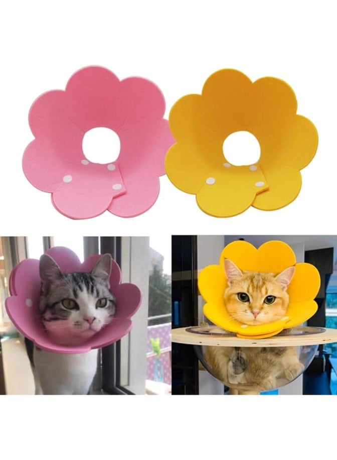 Adjustable Cat Recovery Collar - Cute Flower Neck Cat Cones After Surgery, Set of 2 Cat E Collar, Surgery Recovery Elizabethan Collars for Kitten and Cats S Size (2 pcs) - Image 1