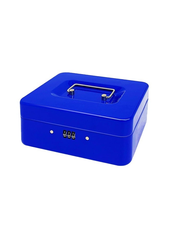 Hihonor Cash Box with Money Tray, Medium Money Box with Combination Lock, Blue - Image 1