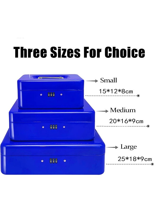 Hihonor Cash Box with Money Tray, Medium Money Box with Combination Lock, Blue - Image 4