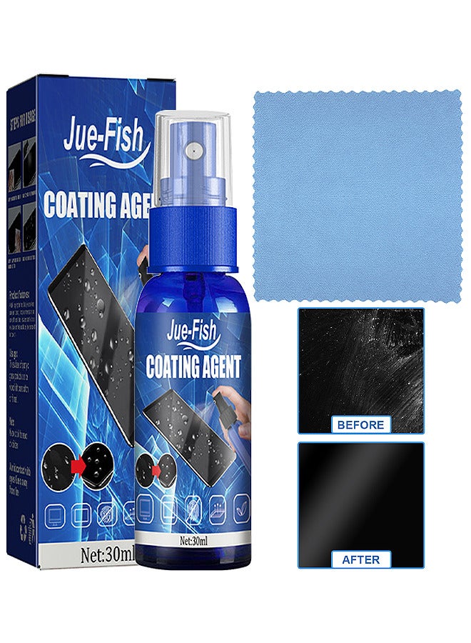 JUE-FISH Coating Agent For Phone, Screen Cleaner Spray And Microfiber Cloth, TV, Laptop And Computer Screen Cleaner, Great For Phone, Camera Lenses, Ipad, iPhone, MacBook Screen Cleaner, Streak And Odor Free