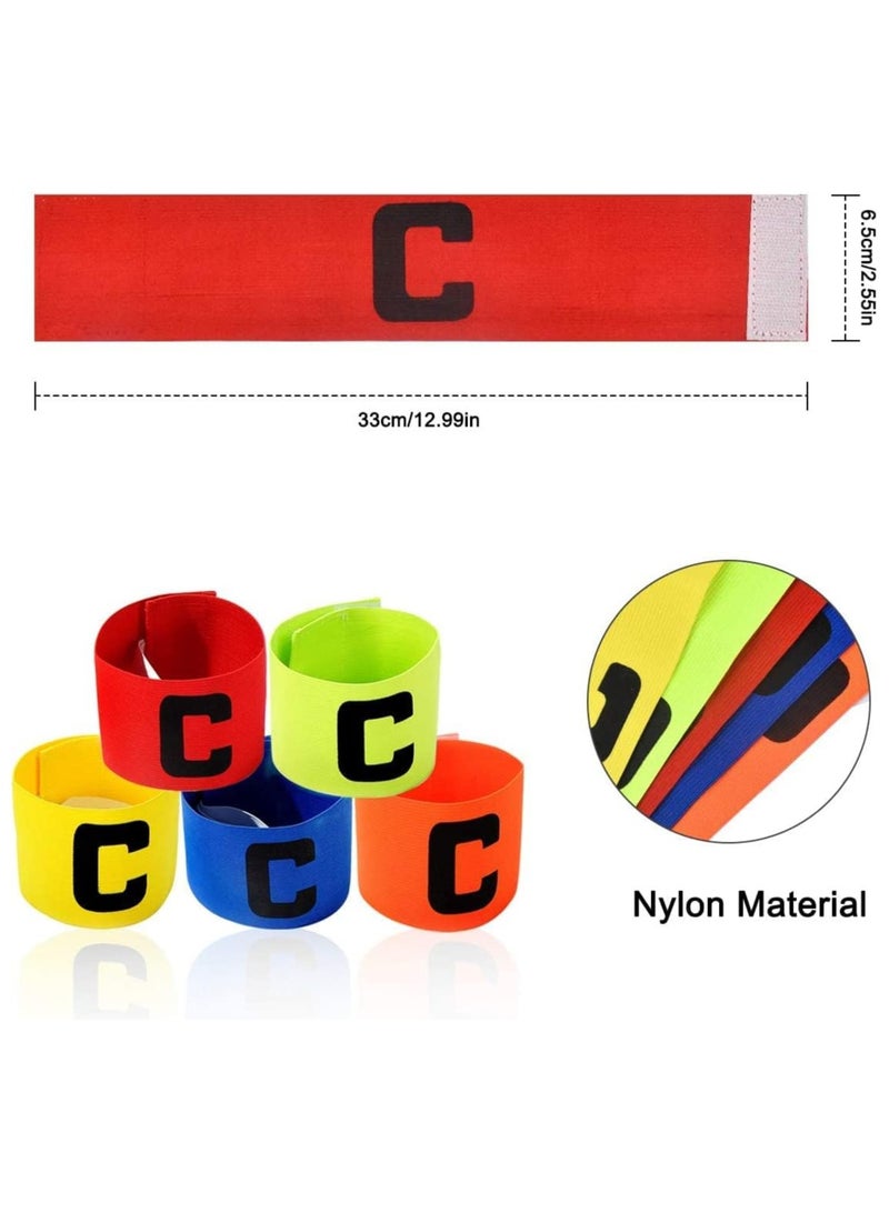 5Pcs Captain Armband Multicolor Football Captain Armband Sports Hockey Rugby Netball Player Adjustable Bands Captain Armband Retractable Elasticated Armbands for Adult Youth - Image 2