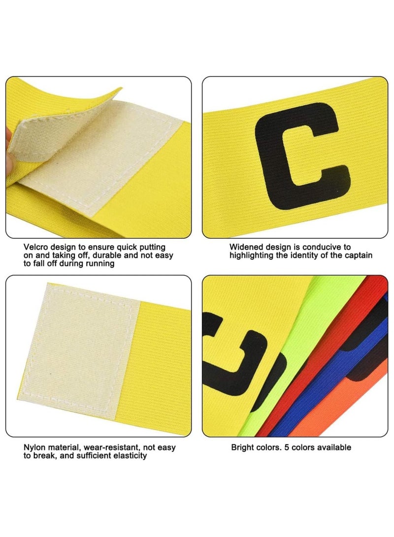 5Pcs Captain Armband Multicolor Football Captain Armband Sports Hockey Rugby Netball Player Adjustable Bands Captain Armband Retractable Elasticated Armbands for Adult Youth - Image 3