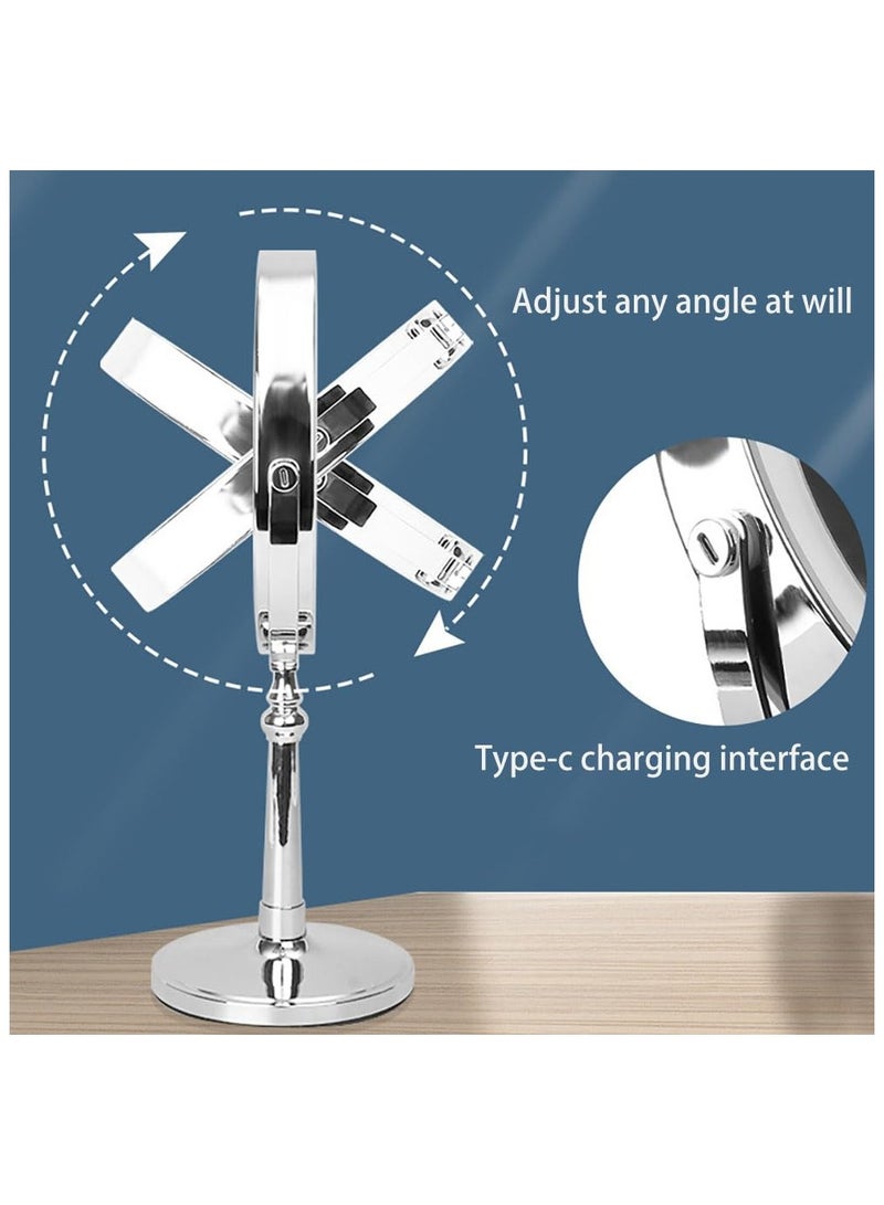 SYOSI مرآة مكياج مضيئة 9'' مع تكبير 1x/10x، مرآة مائدة قابلة للتعديل، مرآة مكياج مضيئة بألوان 3، مرآة مكياج مزدوجة الجوانب قابلة للشحن 360° - Image 5