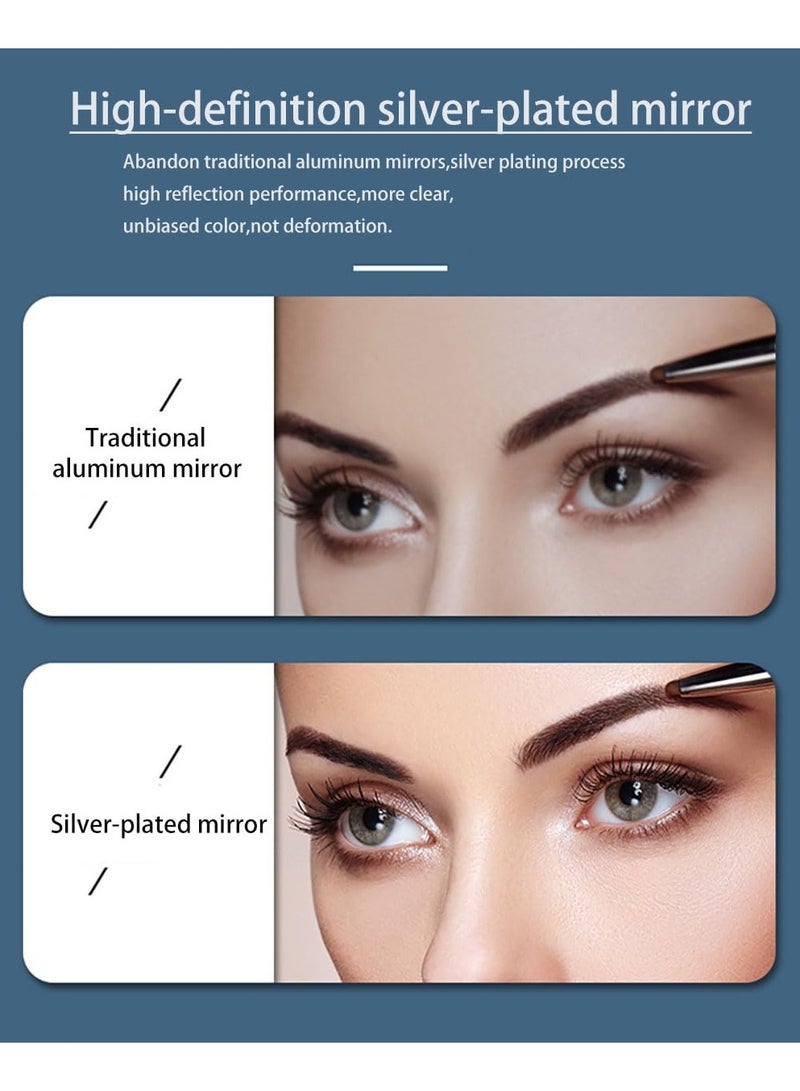 SYOSI مرآة مكياج مضيئة 9'' مع تكبير 1x/10x، مرآة مائدة قابلة للتعديل، مرآة مكياج مضيئة بألوان 3، مرآة مكياج مزدوجة الجوانب قابلة للشحن 360° - Image 4