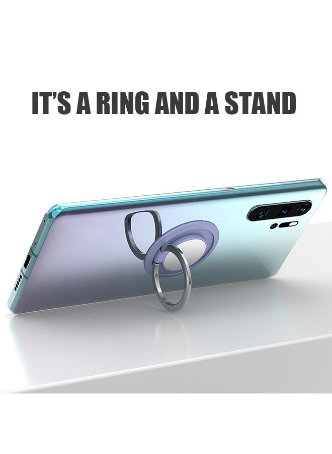 2 Pcs Magnetic Cell Phone Ring Holder, 360° Rotation Collapsible Mobile Phone Grip Stand Holder, Finger Ring Grip (Silver+Purple) - Image 5