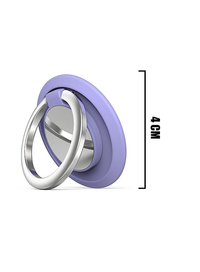 2 Pcs Magnetic Cell Phone Ring Holder, 360° Rotation Collapsible Mobile Phone Grip Stand Holder, Finger Ring Grip (Silver+Purple) - Image 2
