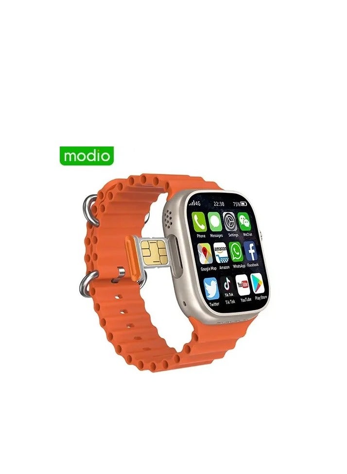 موديو ساعة ذكية ST11 بشاشة عرض كاملة 2.2 بوصة مع فتحة شريحة اتصال جيل رابع اندرويد و3 أزواج من الأساور للدعم وشاحن لاسلكي للنساء والرجال من موديو - Image 1