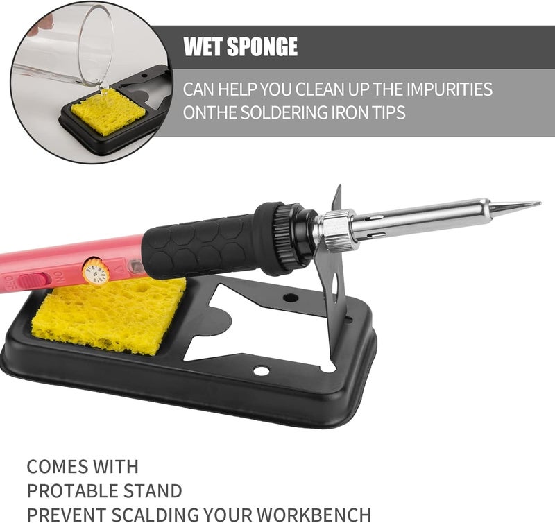 Q-MING Soldering Iron Kit, 60W Soldering Iron with 5pc Interchangeable Tips, 10-in-1 Adjustable Temperature Solder Welding Tools, Fast Heating, Electronic Repair, 110V - Image 5