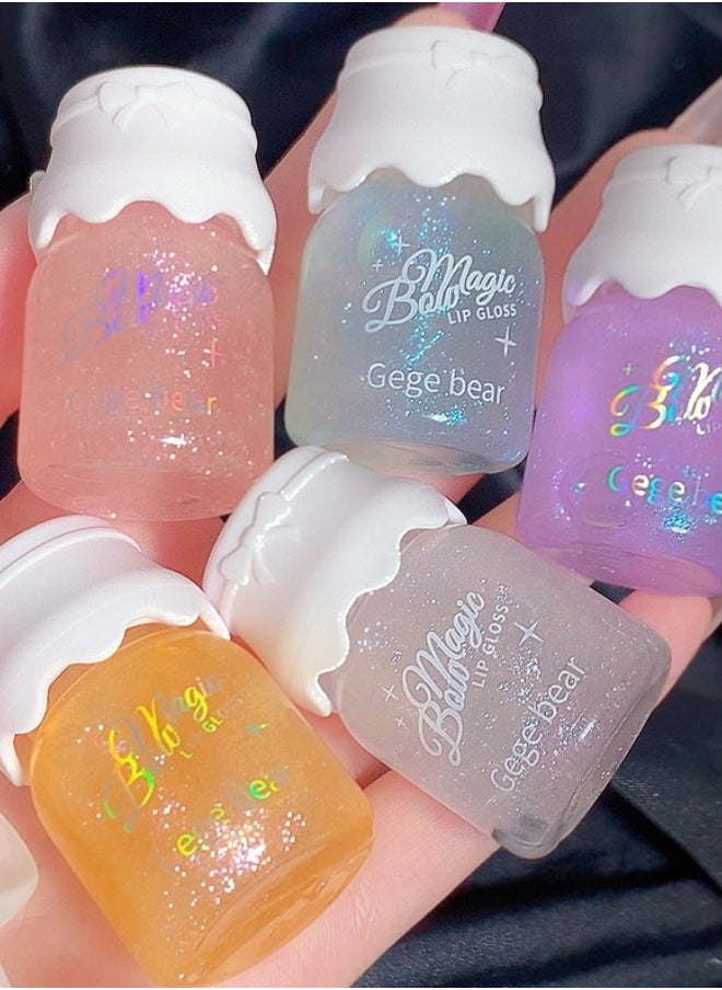 Gege bear - Shiny Lip Gloss Shimmer Lip Gloss For Fuller Looking Lips Moisturising Hydrating Lip Care Lip Oil With Soft Brush Head Purple Glitter - Image 1