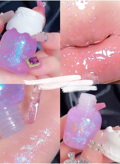 Shiny Lip Gloss Shimmer Lip Gloss For Fuller Looking Lips Moisturising Hydrating Lip Care Lip Oil With Soft Brush Head Purple Glitter