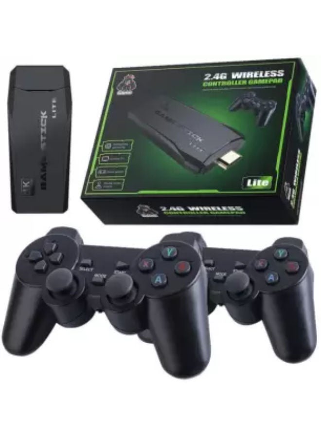 SHOPI 2.4g wireless controller gamepad console stick plug and play video game stick with 10000+ games 9 classic emulators 4k high definition hdmi output for tv with dual 2.4g wireless controllers - 64gb - Image 1