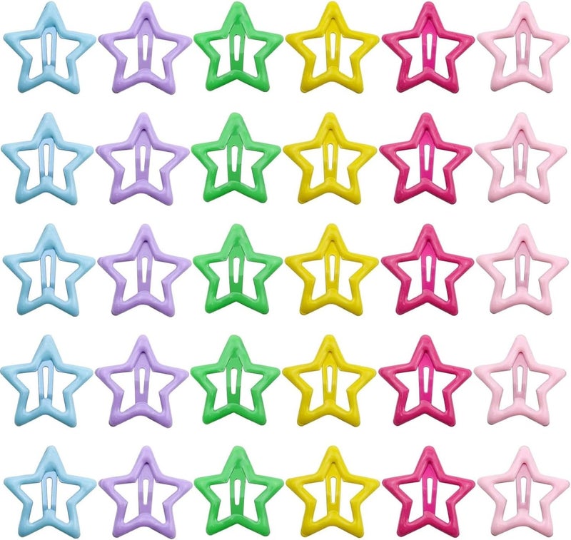 YHRY 30 Pack Star Snap Hair Clips, Non-slip Metal Hair Barrettes, Kawaii Hair Clips, Toddlers Cute Hairpins, Durable Lovely Hair Accessories, Gifts for Women Girls Kids Teens - Image 1