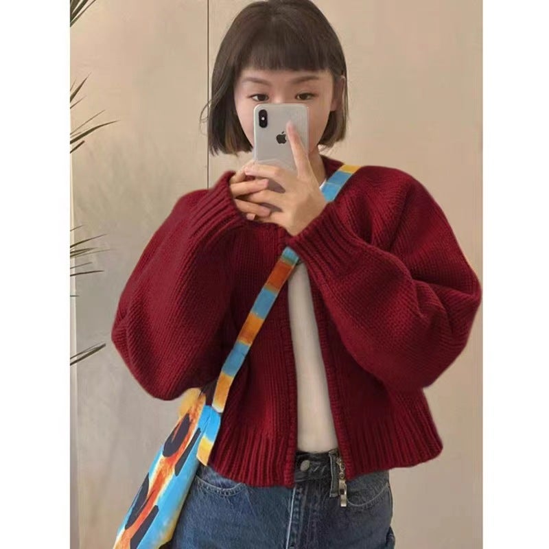 2024 Fall Winter Grey Loose Zip-up Knit Sweater Jacket for Women White  - Image 2