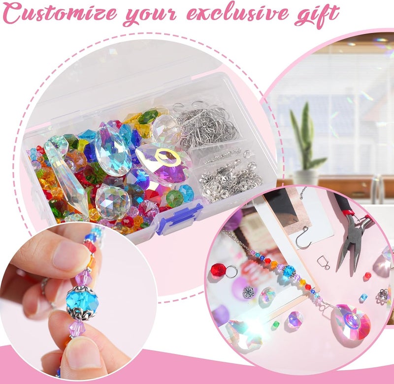 LPKADQA 500PCS DIY Suncatcher Making Kits for Adults DIY Suncatcher Prism Kit for Indoor Outdoor Garden Decor Silver DIY Suncatcher Crystal Kits Gift to Women Daughter Friend Adults - Image 4
