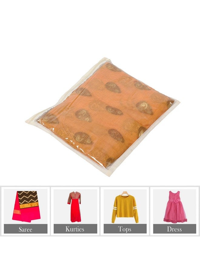 Kuber Industries Saree Cover | Clothes Storage Bag | Single Packing Saree with Zip Closure | Wardrobe Organizer | Cloth Stoarge Organizer | Plain Saree Cover | Pack of 24 | Cream - Image 4