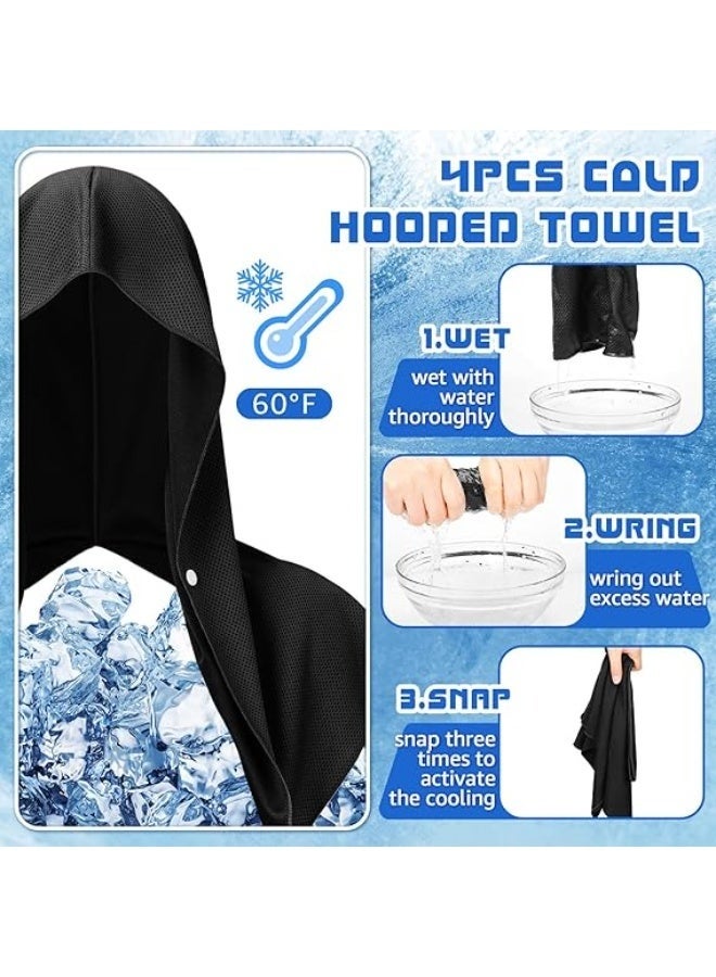 Generic 2 Pcs Cooling Hoodie Towel, Cooling Towels for Neck and Face, When Wet Cooling Neck Wraps, UV Protection Cooling Neck Wraps, Sport Workout Camping Cycling Cool Towel for Hot Weather (Black & Royal Blue)  - Image 2