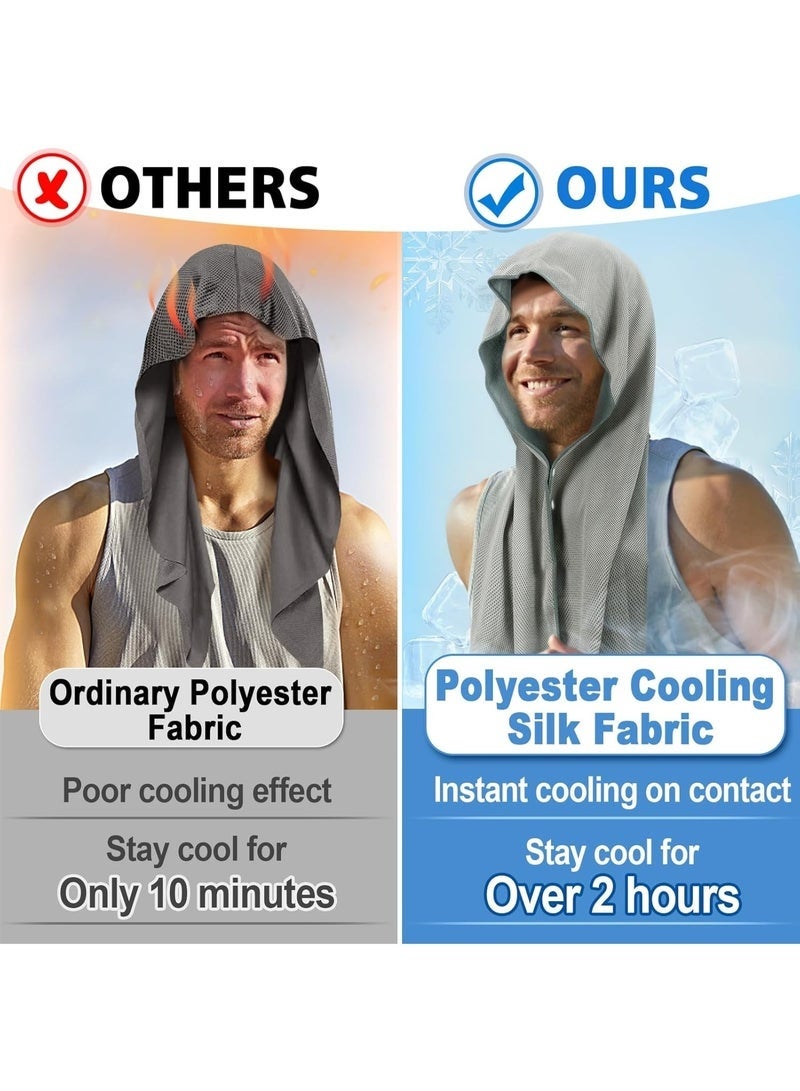 Generic 2 Pcs Cooling Hoodie Towel, Cooling Towels for Neck and Face, When Wet Cooling Neck Wraps, UV Protection Cooling Neck Wraps, Sport Workout Camping Cycling Cool Towel for Hot Weather (Black & Royal Blue)  - Image 4