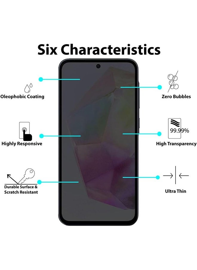 Privacy Screen protector compatible with Samsung Galaxy A35 Screen Protector Tempered Glass [Anti-Glare][HD Full Coverage][Easy Installation][Scratch Resistant]