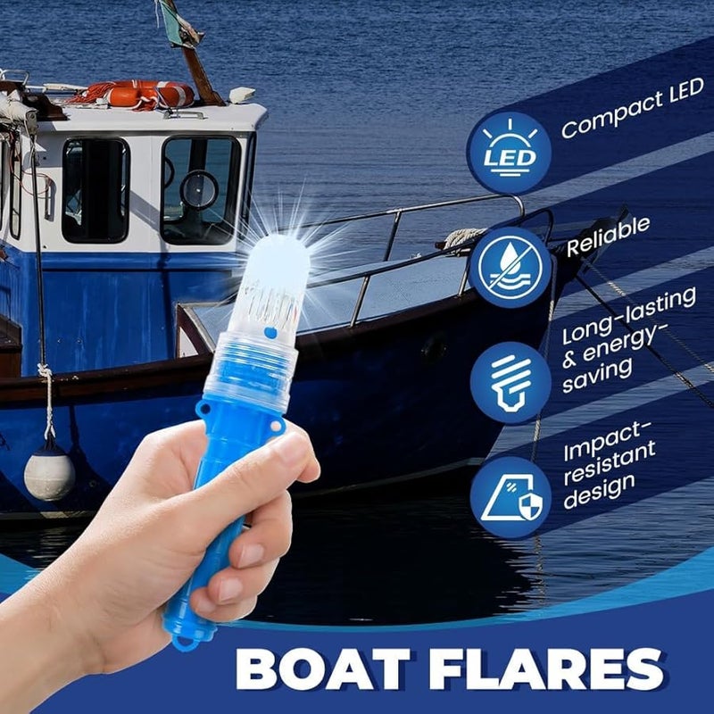 2025 Upgraded LED Boat Flares Coast Guard Approved Marine Safety Kit Waterproof Emergency Signals White - Image 1