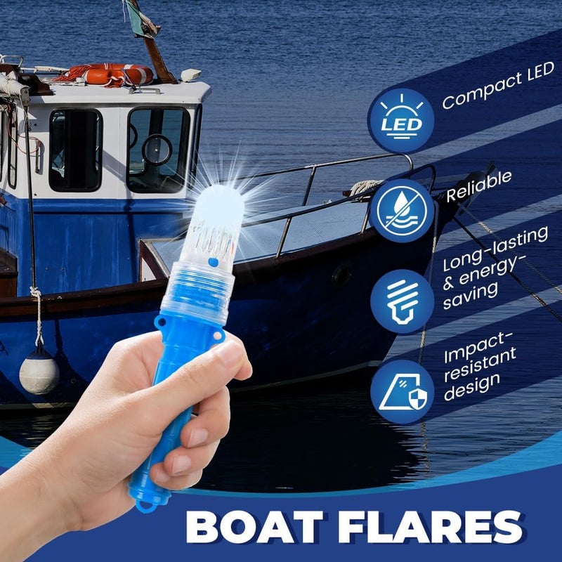 2025 Upgraded LED Boat Flares Coast Guard Approved Marine Safety Kit Waterproof Emergency Signals White - Image 2