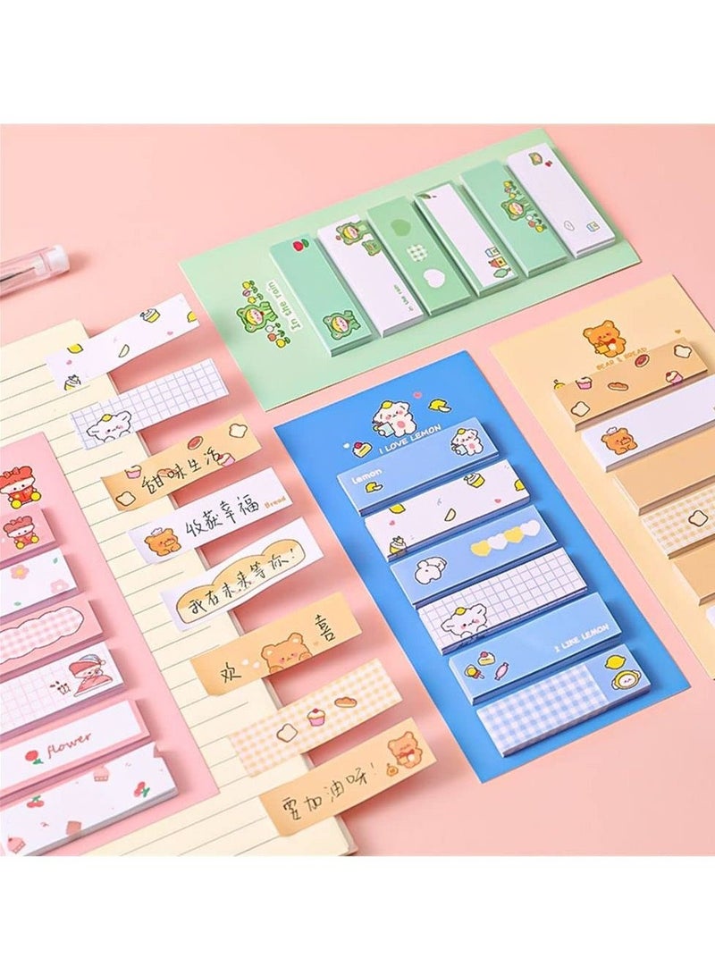 SYOSI 8 Pcs Sticky Notes, Cartoon Sticky Notes Animals Shape Markers Flags Self-Stick Memo Pads Students Home Office Roommates Gifts Tab Supplies(4 Styles*2) - Image 2