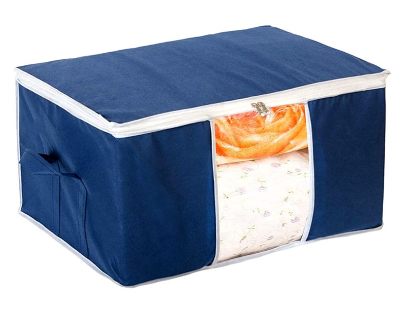 Kuber Industries Clothing Storage Bags Under Bed Foldable Organizer Store Blankets Clothes with Tranasparent Window Pack of 3 Navy BlueHS_38_LUGGAGE21709 - Image 2